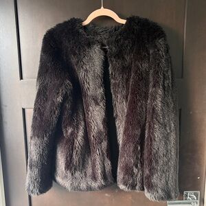 Women’s Plush Faux Fur Teddy Jacket - Black